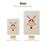 Size chart for the two mini canvas sizes: 6 x 8 in and 8 x 12 in