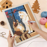Punching the Window Seat Cats design with the punch needle