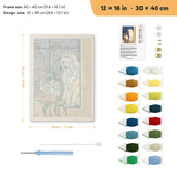 Window Seat Cats punch needle kit, 12 × 16 in (30 × 40 cm): canvas size and kit contents