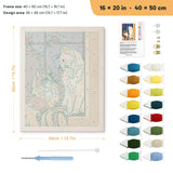 Window Seat Cats punch needle kit, 16 × 20 in (40 × 50 cm): canvas size and kit contents
