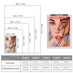 Size chart for punch needle kits from 20 x 30 cm to 60 x 80 cm