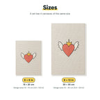 Size chart for the two mini canvas sizes: 6 x 8 in and 8 x 12 in