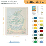 Winter Glass Apple punch needle kit, 16 × 20 in (40 × 50 cm): canvas size and kit contents