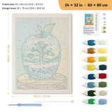 Winter Glass Apple punch needle kit, 24 × 32 in (60 × 80 cm): canvas size and kit contents