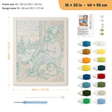 Winter Porch Morning punch needle kit, 16 × 20 in (40 × 50 cm): canvas size and kit contents