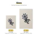 Size chart for the two mini canvas sizes: 6 x 8 in and 8 x 12 in