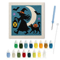 Witch and Lantern punch needle kit: finished canvas with threads, punch needle and threader