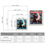Size chart for square punch needle kits from 30 x 30 cm to 60 x 60 cm