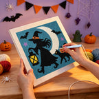 Punching the Witch and Lantern design with the punch needle