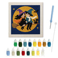 Witch and Wizard Date punch needle kit: finished canvas with threads, punch needle and threader