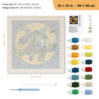 Witch and Wizard Date punch needle kit, 24 × 24 in (60 × 60 cm): canvas size and kit contents