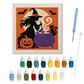 Witch at the Cauldron punch needle kit: finished canvas with threads, punch needle and threader