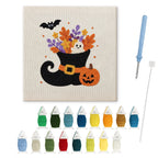 Witch Boot Bouquet punch needle kit: finished canvas with threads, punch needle and threader