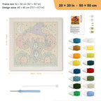 Witch Hat Autumn Tree punch needle kit, 20 × 20 in (50 × 50 cm): canvas size and kit contents
