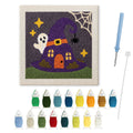 Witch Hat House punch needle kit: finished canvas with threads, punch needle and threader
