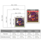 Size chart for square punch needle kits from 30 x 30 cm to 60 x 60 cm