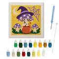 Witch Hat Mushroom Brew punch needle kit: finished canvas with threads, punch needle and threader