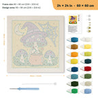 Witch Hat Mushroom Brew punch needle kit, 24 × 24 in (60 × 60 cm): canvas size and kit contents