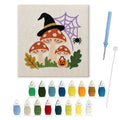 Witch Hat Toadstools punch needle kit: finished canvas with threads, punch needle and threader