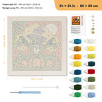 Witch Hat Tree punch needle kit, 24 × 24 in (60 × 60 cm): canvas size and kit contents