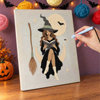 Punching the Witch on a Crescent Moon design with the punch needle