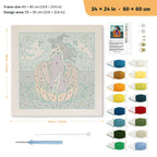 Witch on a Pumpkin Shell punch needle kit, 24 × 24 in (60 × 60 cm): canvas size and kit contents