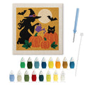 Witch Watering Pumpkins punch needle kit: finished canvas with threads, punch needle and threader