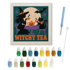 Witchy Tea punch needle kit: finished canvas with threads, punch needle and threader