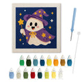Wizard Ghost punch needle kit: finished canvas with threads, punch needle and threader