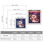 Size chart for square punch needle kits from 30 x 30 cm to 60 x 60 cm