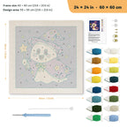 Wizard Ghost punch needle kit, 24 × 24 in (60 × 60 cm): canvas size and kit contents