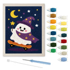 Wizard Ghost Skater punch needle kit: finished canvas with threads, punch needle and threader