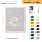 Wizard Ghost Skater punch needle kit, 16 × 20 in (40 × 50 cm): canvas size and kit contents