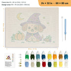 Wizard Puppy punch needle kit, 24 × 32 in (60 × 80 cm): canvas size and kit contents