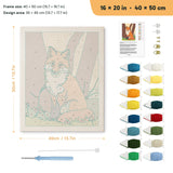 Woodland Fox punch needle kit, 16 × 20 in (40 × 50 cm): canvas size and kit contents