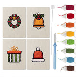 Wreath and Bell mini punch needle kit set: four finished canvases with threads, punch needle and threader