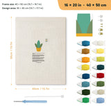 Yellow Basket Plant punch needle kit, 16 × 20 in (40 × 50 cm): canvas size and kit contents