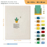 Yellow Basket Plant punch needle kit, 24 × 32 in (60 × 80 cm): canvas size and kit contents