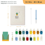 Yellow Basket Plant punch needle kit, 8 × 12 in (20 × 30 cm): canvas size and kit contents