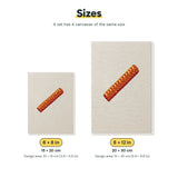 Size chart for the two mini canvas sizes: 6 x 8 in and 8 x 12 in