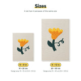 Size chart for the two mini canvas sizes: 6 x 8 in and 8 x 12 in