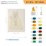 Yellow Money Bag punch needle kit, 12 × 16 in (30 × 40 cm): canvas size and kit contents