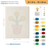 Yellow Pom Flowers punch needle kit, 20 × 24 in (50 × 60 cm): canvas size and kit contents