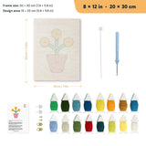 Yellow Pom Flowers punch needle kit, 8 × 12 in (20 × 30 cm): canvas size and kit contents