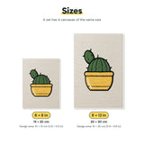 Size chart for the two mini canvas sizes: 6 x 8 in and 8 x 12 in