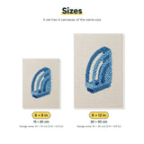 Size chart for the two mini canvas sizes: 6 x 8 in and 8 x 12 in