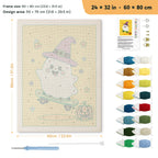 Yellow Skater Ghost punch needle kit, 24 × 32 in (60 × 80 cm): canvas size and kit contents