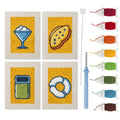 Yellow Sundae Glass mini punch needle kit set: four finished canvases with threads, punch needle and threader