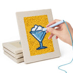 Hand punching one of the Yellow Sundae Glass mini canvases
