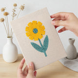 Hand holding a finished Yellow Tulip Patch mini canvas